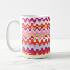 Cutkleurig roze rood abstract golfpatroon mok