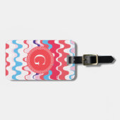 Cutkleurig roze rood abstract monogram patroon bagagelabel (Voorkant horizontaal)