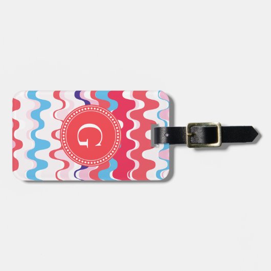 Cutkleurig roze rood abstract monogram patroon bagagelabel (Voorkant horizontaal)