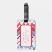 Cutkleurig roze rood abstract monogram patroon bagagelabel (Achterkant verticaal)