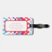 Cutkleurig roze rood abstract monogram patroon bagagelabel (Achterkant horizontaal)