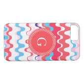 Cutkleurig roze rood abstract monogram patroon Case-Mate iPhone case (Achterkant (Horizontaal))