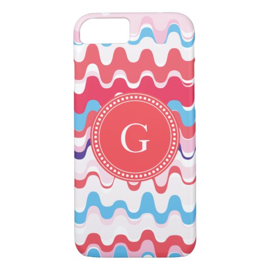 Cutkleurig roze rood abstract monogram patroon Case-Mate iPhone case (Achterkant)
