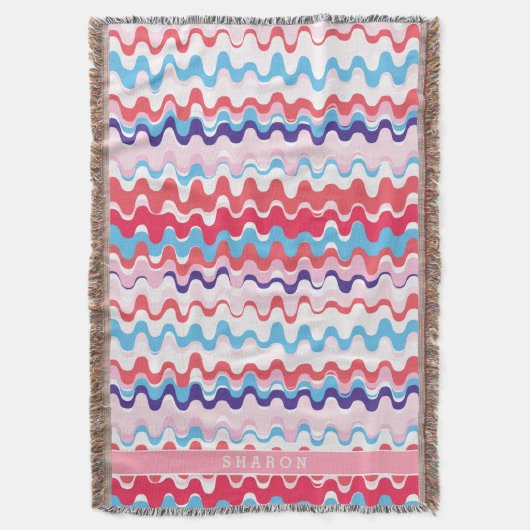 Cutkleurig roze rood abstract monogram patroon deken (Voorkant Verticaal)