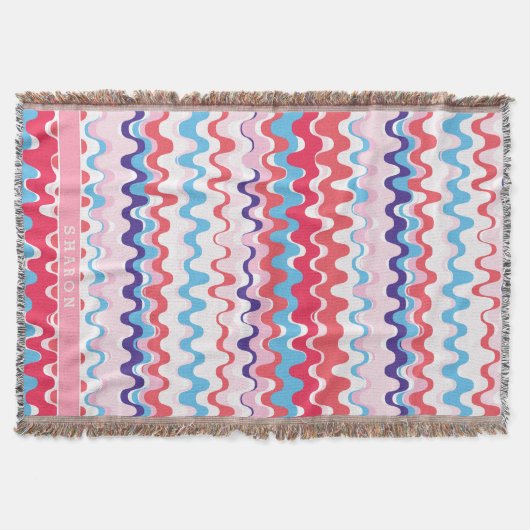 Cutkleurig roze rood abstract monogram patroon deken (Voorkant)