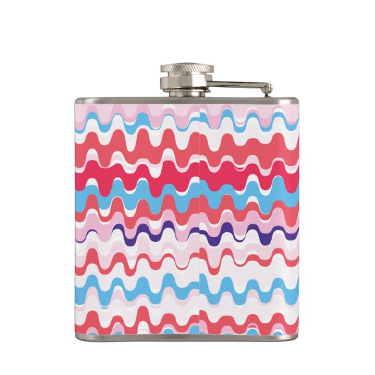 Cutkleurig roze rood abstract monogram patroon heupfles (Achterkant)