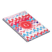 Cutkleurig roze rood abstract monogram patroon notitieboek (Rechterzijde)