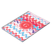Cutkleurig roze rood abstract monogram patroon notitieboek (Linkerzijde)