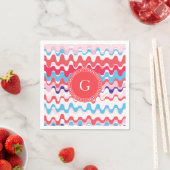 Cutkleurig roze rood abstract monogram patroon servet (Insitu)