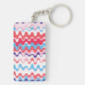 Cutkleurig roze rood abstract monogram patroon sleutelhanger (achterkant)