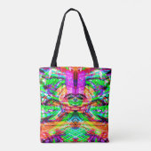 Cutkleurig symetrisch abstract neontribaal iPad f Tote Bag (Achterkant)