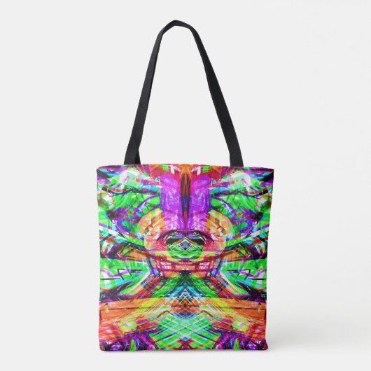 Cutkleurig symetrisch abstract neontribaal iPad f Tote Bag (Achterkant)