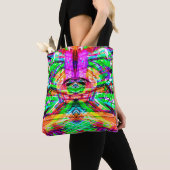 Cutkleurig symetrisch abstract neontribaal iPad f Tote Bag (Dichtbij)