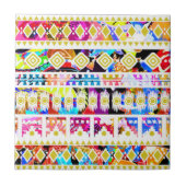 Cutkleurig tribaal aztec patroon tegeltje (Voorkant)
