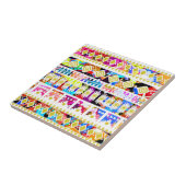 Cutkleurig tribaal aztec patroon tegeltje (Zijkant)