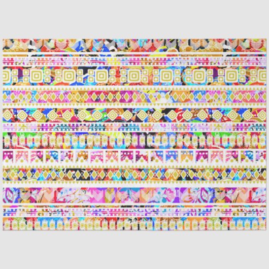 Cutkleurig tribaal aztec patroon tissuepapier (Voorkant)