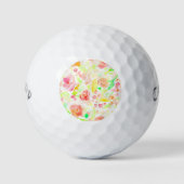 Cutkleurig waterverf floreel patroon golfballen (Voorkant)