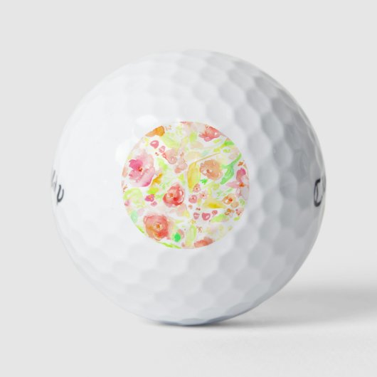 Cutkleurig waterverf floreel patroon golfballen (Voorkant)