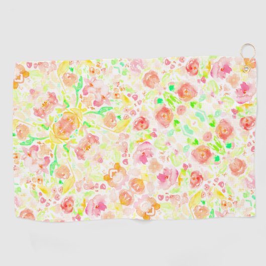 Cutkleurig waterverf floreel patroon golfhanddoek (Horizontaal)