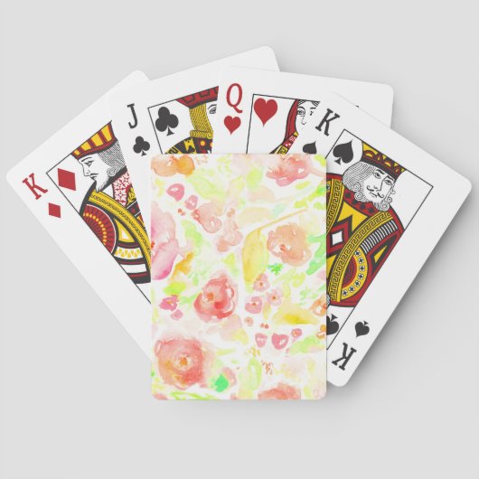 Cutkleurig waterverf floreel patroon pokerkaarten (Achterkant)