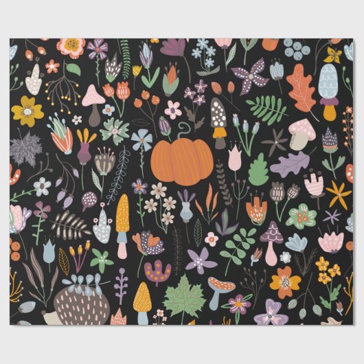 Cutkleurige herfst bloemen en bladluis Thanksgivin Cadeaupapier (Vlak)