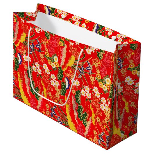 Cutkleurige japanese florale patronen large cadeautasje (Voorkant Gekanteld)