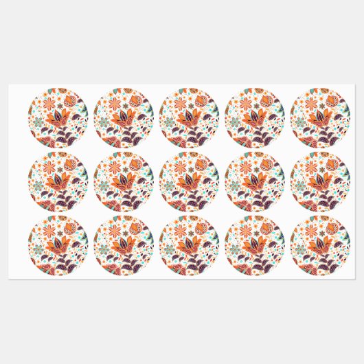 Cutkleurige klassieke florale patronen labels (Vel)