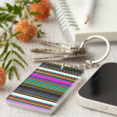 Cutkleurige neonstrepen sleutelhanger (Voorkant Rechts)