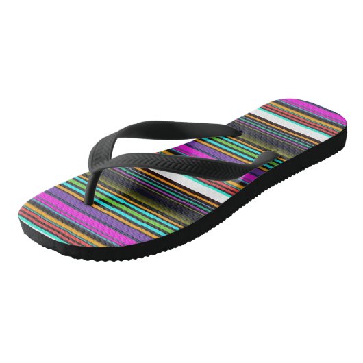 Cutkleurige neonstrepen teenslippers (Schuin)