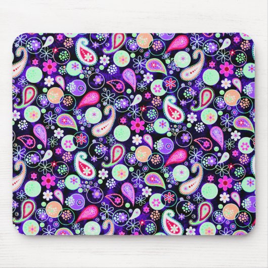 Cutkleurige paisleypatronen muismat (Voorkant)