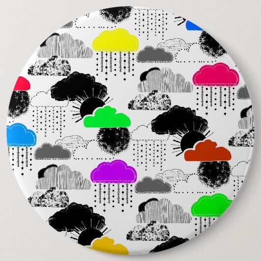 Cutkleurige wolkenpatronen ronde button 6,0 cm (Voorkant)