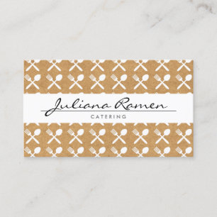CUTLERY PATTERN op KRAFT PAPIER voor CATERING, CHE Visitekaartje