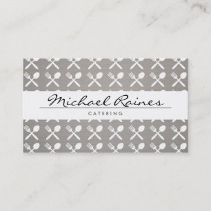 CUTLERY PATTERN op LINNEN BKGRD voor CATERING, CHE Visitekaartje