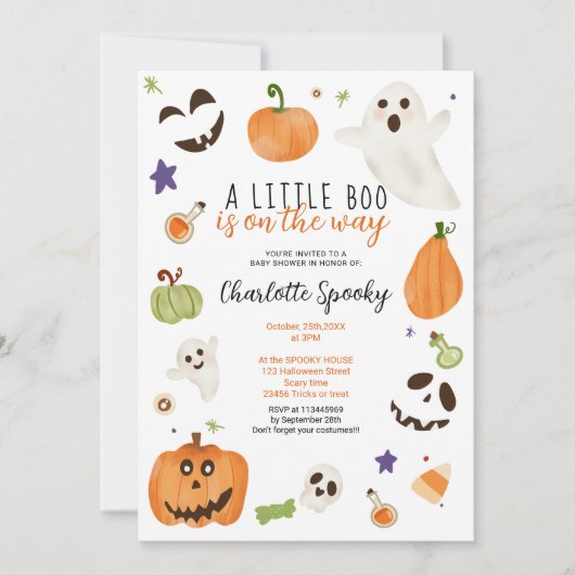 Cutneutraal Halloween weinig boe baby shower Kaart (Voorkant)