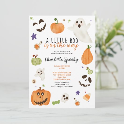 Cutneutraal Halloween weinig boe baby shower Kaart (Staand voorkant)