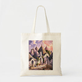 Cutom Alberobello Trulli Houses Italy Watercolor Tote Bag