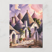 Cutom Alberobello Trulli Huizen Italië Waterverf Briefkaart (Voorkant)
