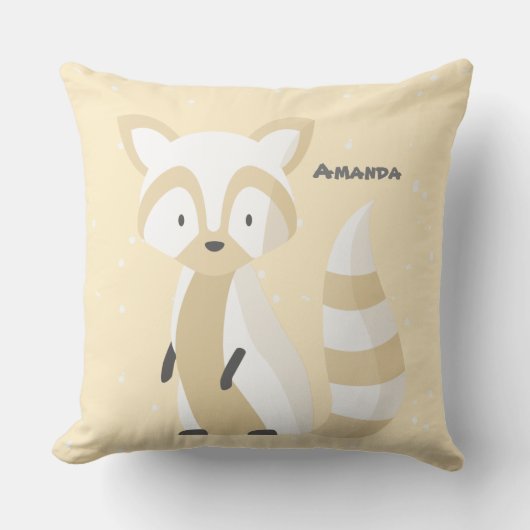 Cutom name babymeisje pastel eekhoorn crèche roze kussen (Voorkant)