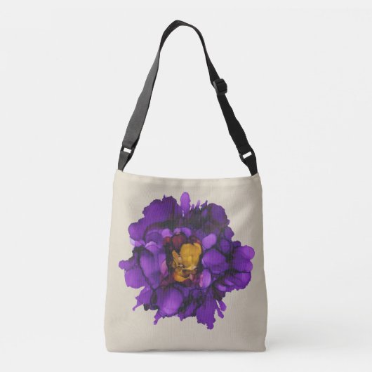 Cutomizable Grape/paarse pony floral Crossbody Tas (Achterkant)