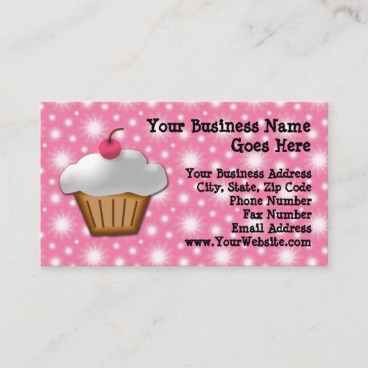 Cutout Cupcake met roze Cherry Bakery Visitekaartje (Voorkant)