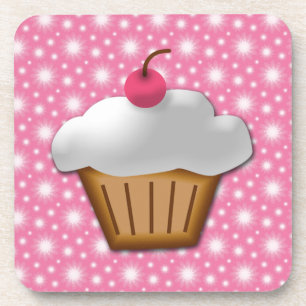 Cutout Cupcake met roze Cherry bovenaan Bier Onderzetter