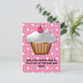 Cutout Cupcake met roze Cherry bovenaan Briefkaart (Staand voorkant)