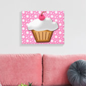 Cutout Cupcake met roze Cherry bovenaan Canvas Afdruk (Insitu (Woonkamer))