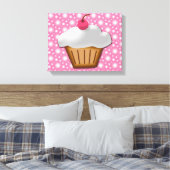 Cutout Cupcake met roze Cherry bovenaan Canvas Afdruk (Insitu (Slaapkamer))