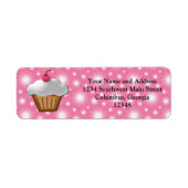 Cutout Cupcake met roze Cherry bovenaan Etiket (Voorkant)
