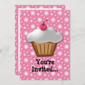 Cutout Cupcake met roze Cherry bovenaan Kaart (Voorkant / Achterkant)