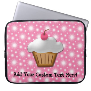 Cutout Cupcake met roze Cherry bovenaan Laptop Sleeve