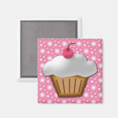 Cutout Cupcake met roze Cherry bovenaan Magneet (Voorkant / Achterkant)