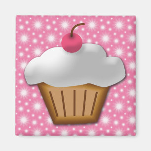Cutout Cupcake met roze Cherry bovenaan Magneet