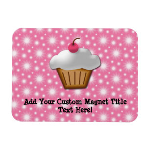 Cutout Cupcake met roze Cherry bovenaan Magneet